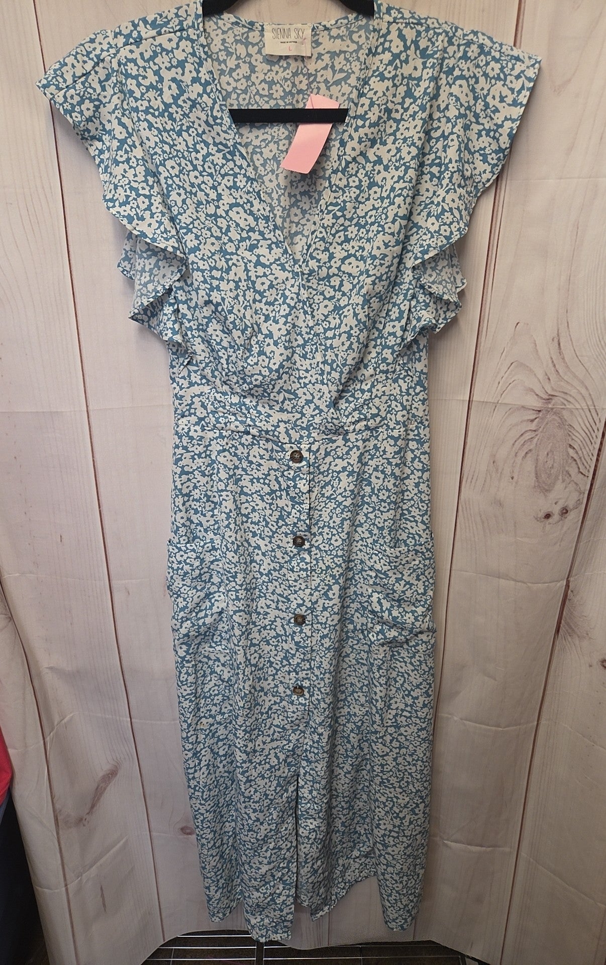 sienna sky blue floral dress Women's Size L & White – Off The Rack while a bow at