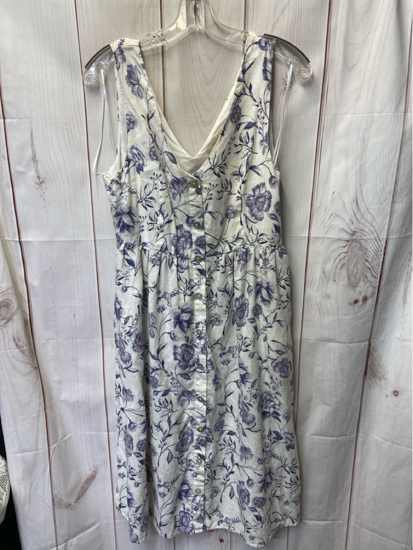Cynthia Rowley Women's Size 8 White & Blue Linen Dress – Off The Rack