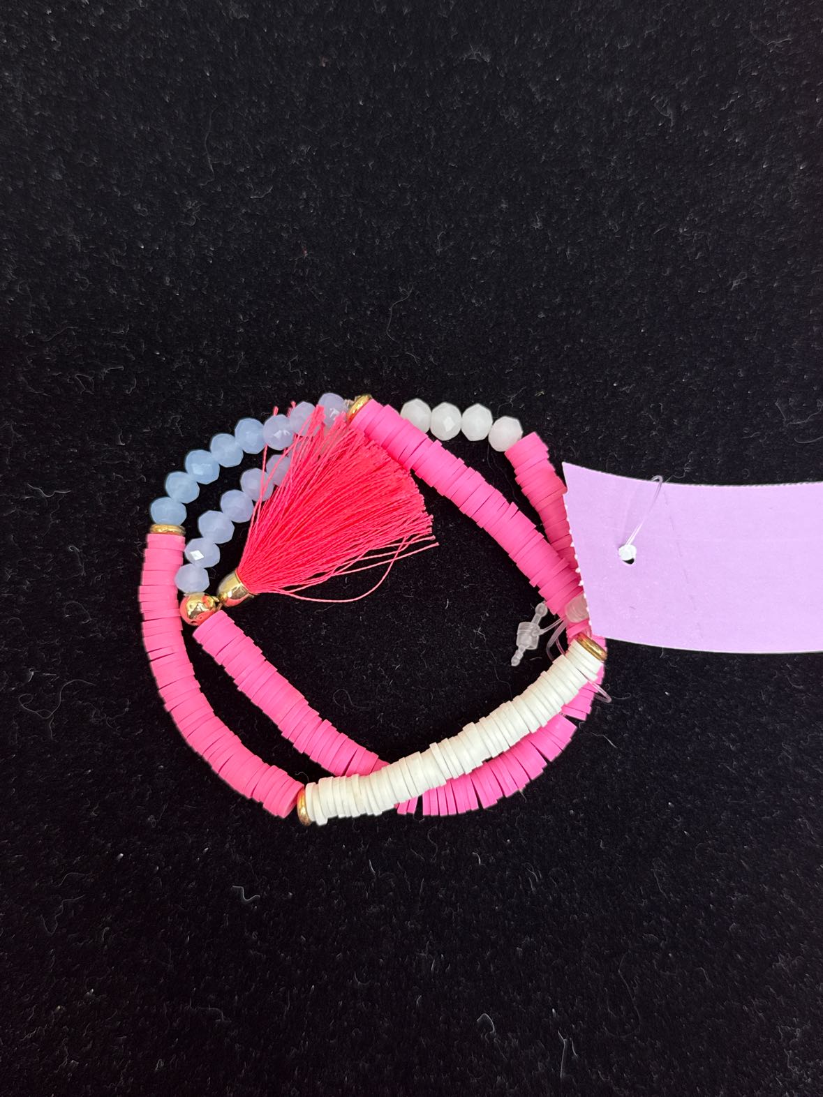 2PCS Pink Beaded Bracelet