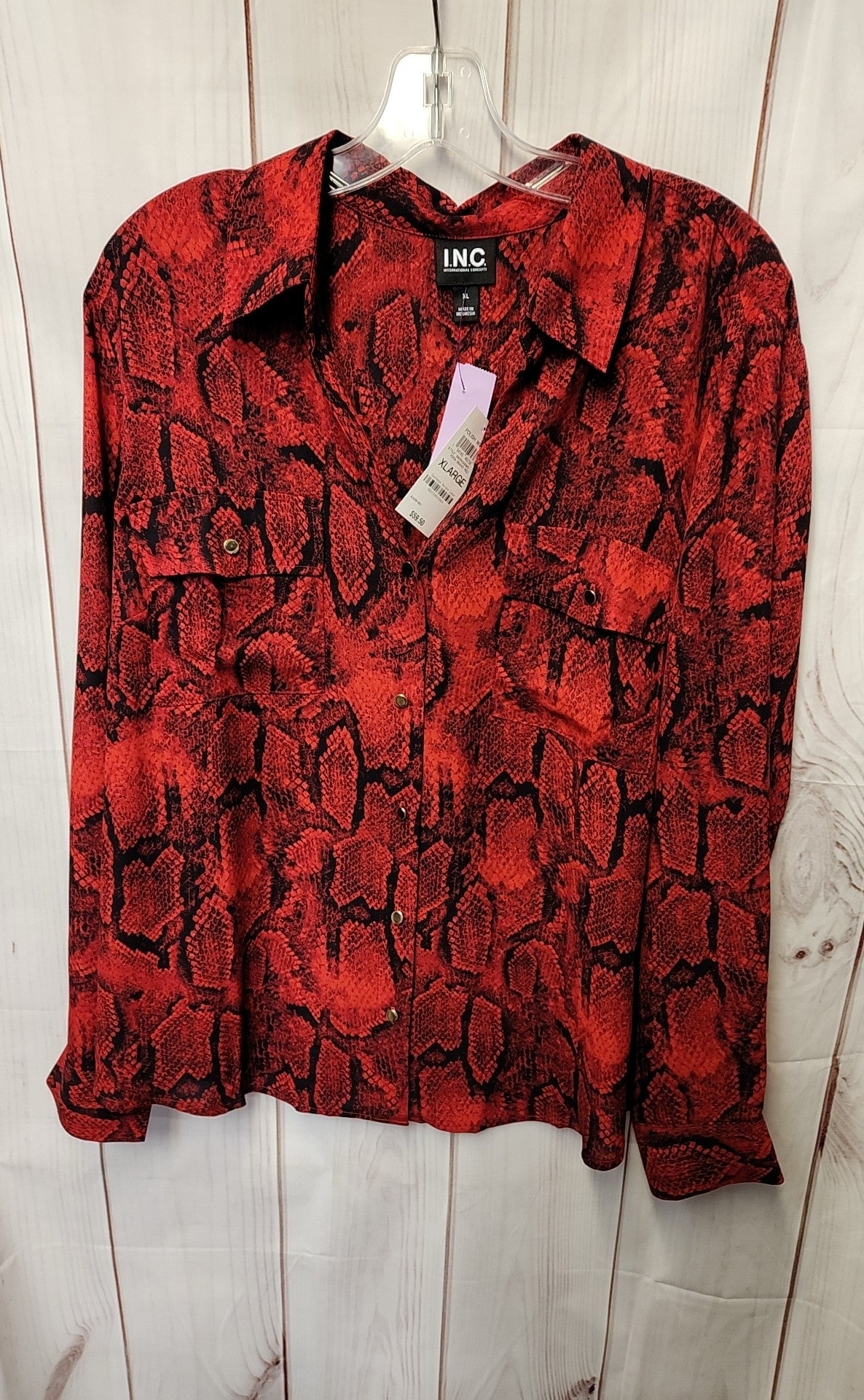 NWT INC Women's Size XL Red Long Sleeve Top