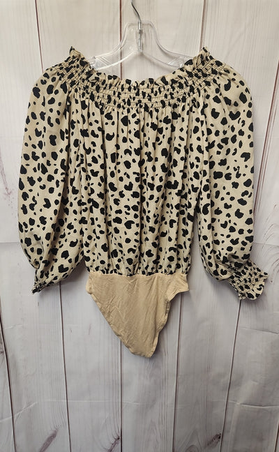 Wayf Women's Size XS Beige Animal Print Bodysuit