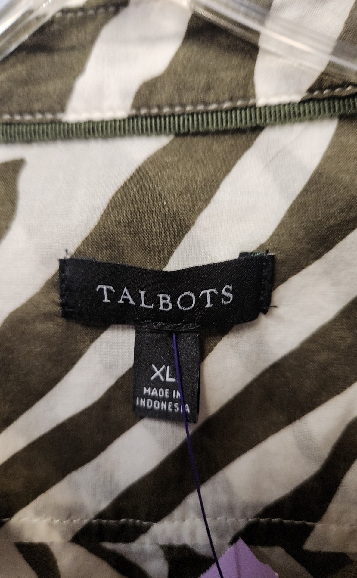 Talbots Women's Size XL White & Green Long Sleeve Top