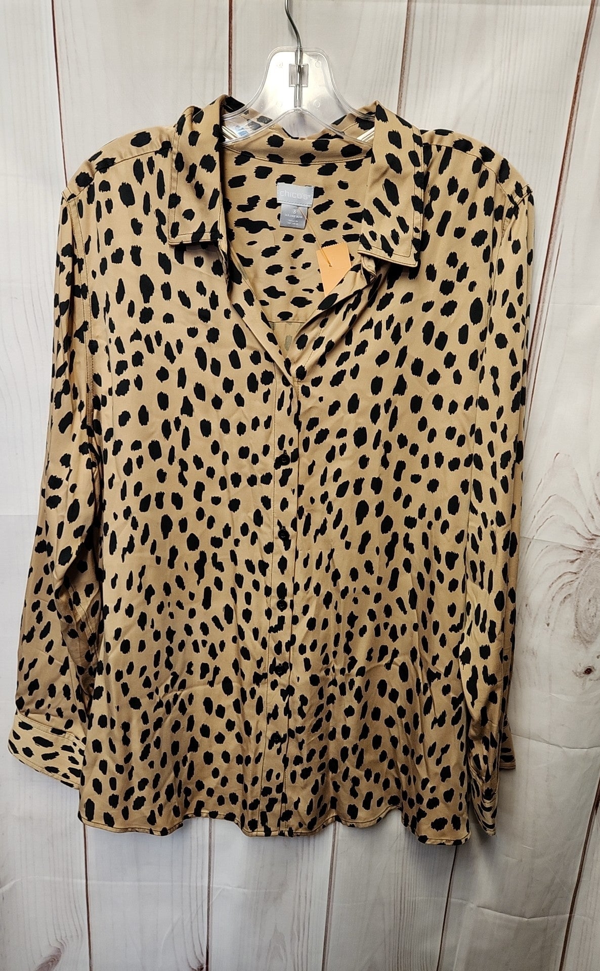 Chico's Women's Size 3 = US XL Brown Animal Print Long Sleeve Top