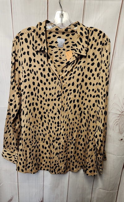 Chico's Women's Size 3 = US XL Brown Animal Print Long Sleeve Top