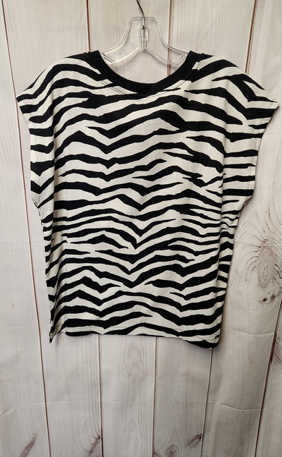 Loft Women's Size S Black & White Animal Print Short Sleeve Top