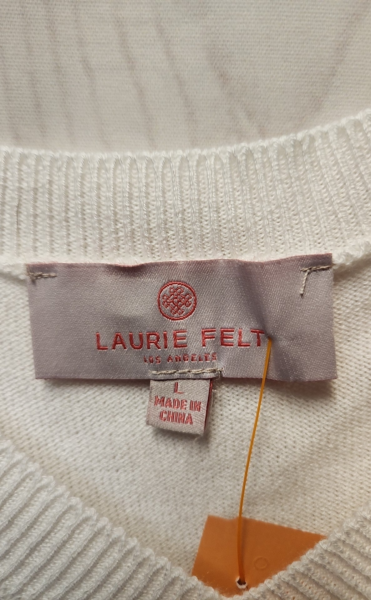 Laurie Felt Women's Size L White Floral Sweater