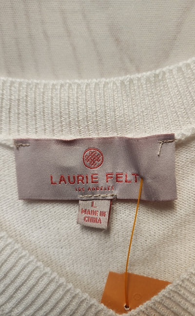 Laurie Felt Women's Size L White Floral Sweater