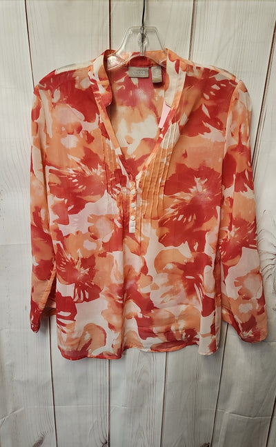 Chico's Women's Size 0 = US S Pink Floral 3/4 Sleeve Top