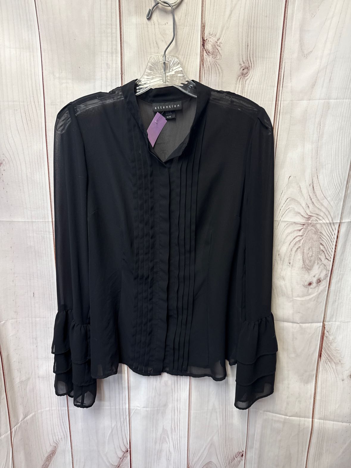 Attention Women's Size M Black Long Sleeve Top