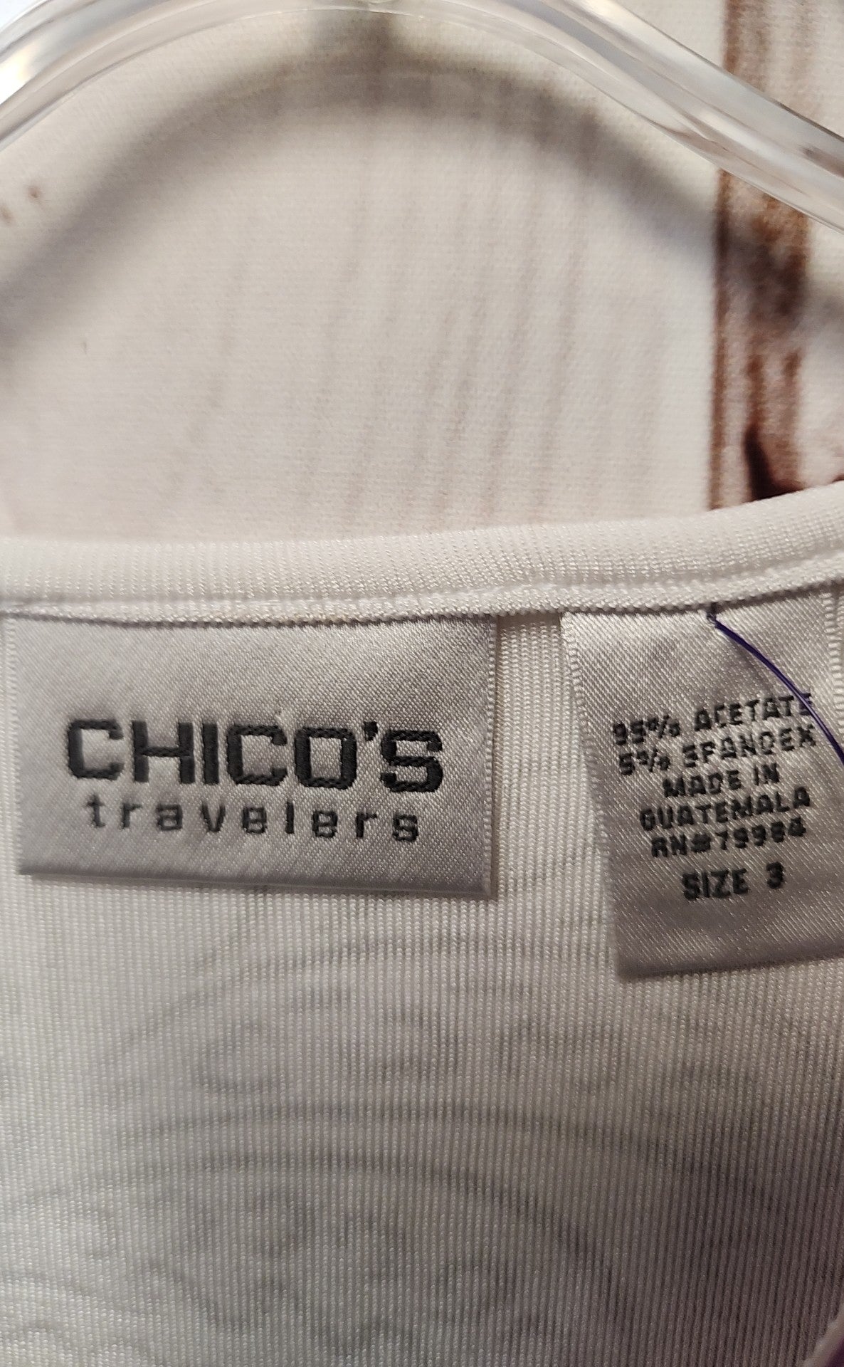 Chico's Women's Size 3 = US XL White Short Sleeve Top