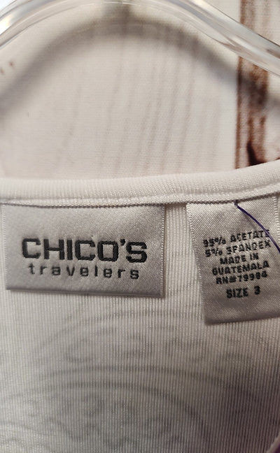 Chico's Women's Size 3 = US XL White Short Sleeve Top