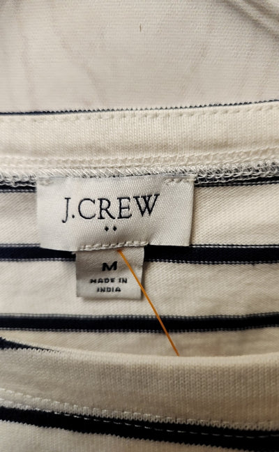 J Crew Women's Size M White & Blue Long Sleeve Top