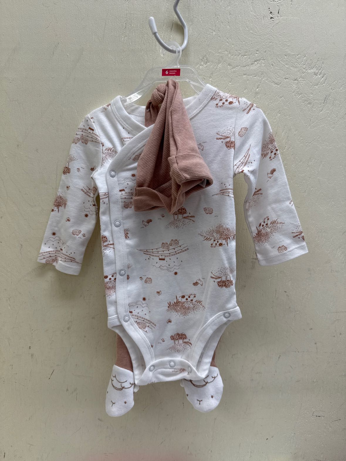 NWT Carters Girl's Size 6 Months White & Tan Outfit