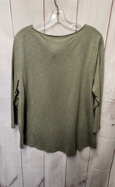 Chico's Women's Size 3 = US XL Green 3/4 Sleeve Top