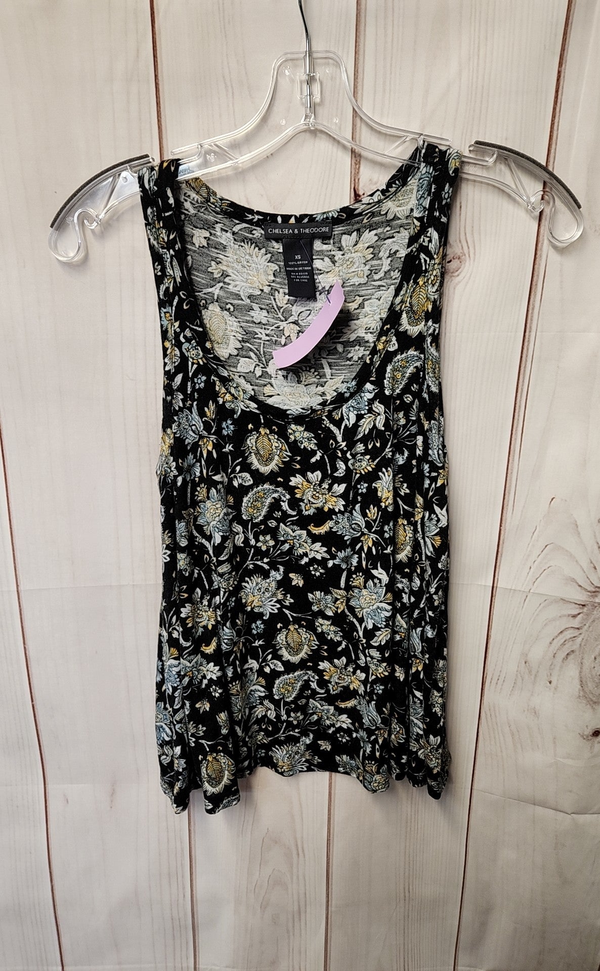 Chelsea & Theodore Women's Size XS Black Floral Sleeveless Top