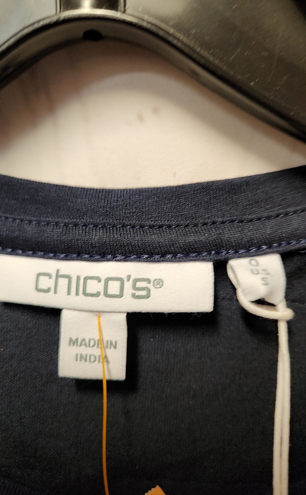 NWT Chico's Women's Size S Navy Short Sleeve Top