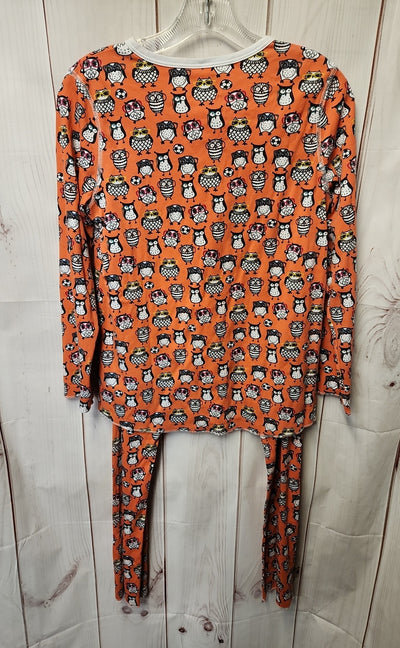 Roller Rabbit Women's Size S Fall Owl Halloween Orange Pajamas Top & Pants