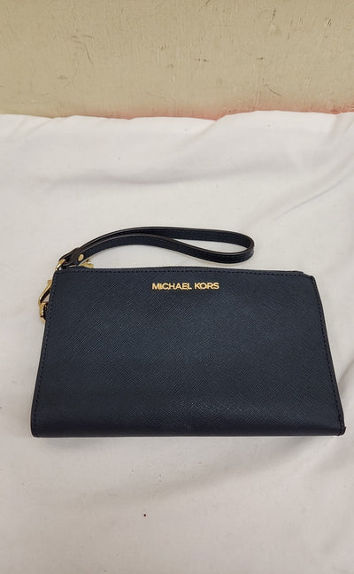 Michael Kors Navy Leather Wristlet