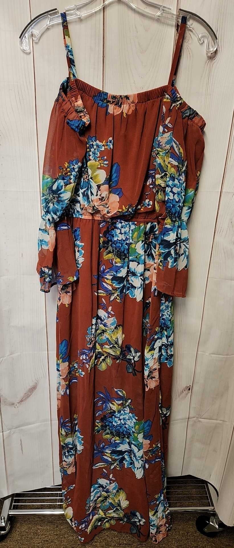 As U Wish Women's Size M Brown Floral Dress