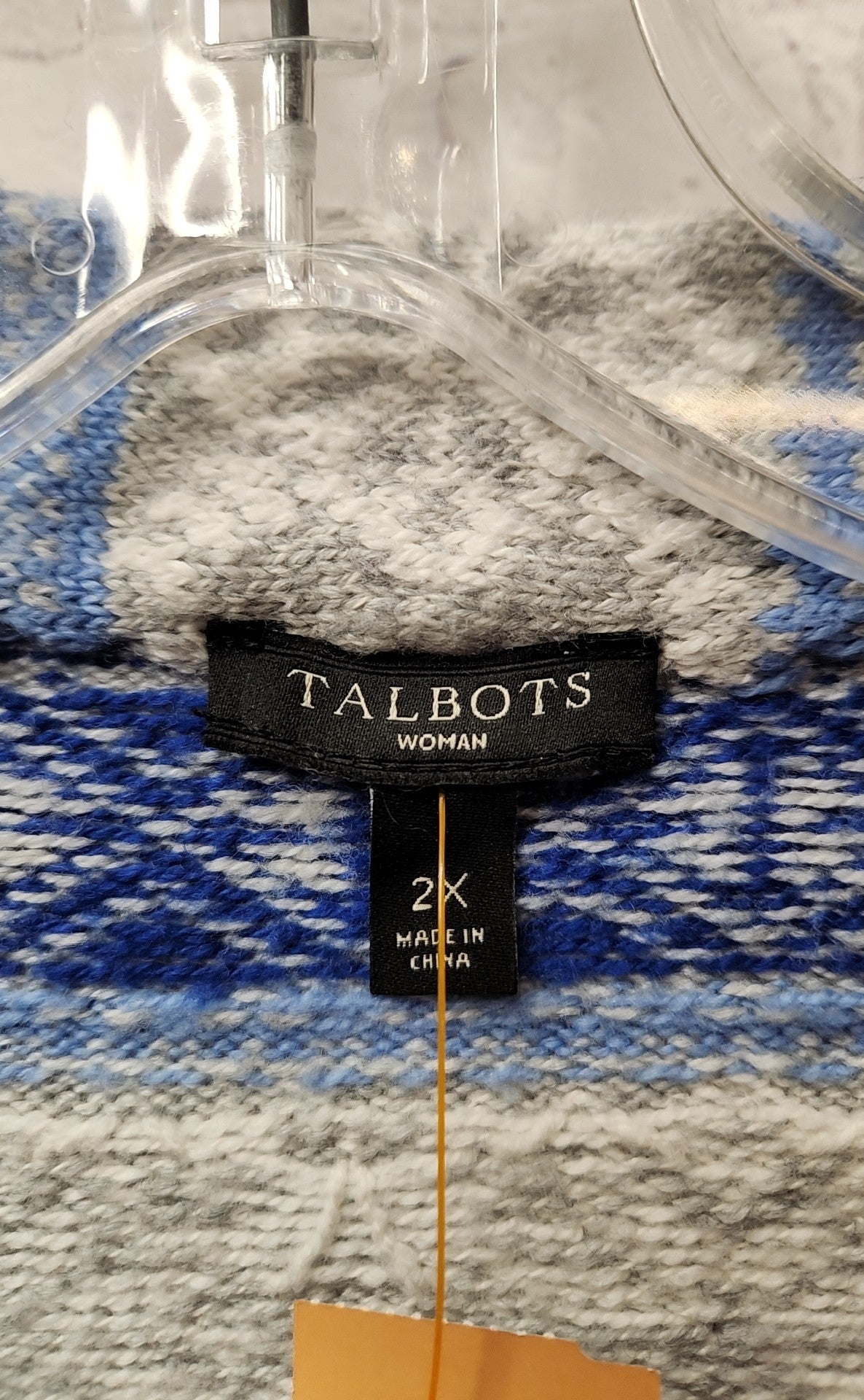 Talbots Women's Size 2X Gray & Blue Cardigan