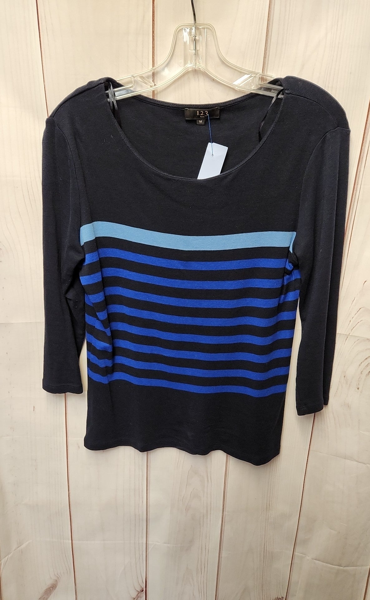 1.2.3 Paris Women's Size M Navy 3/4 Sleeve Top