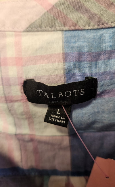Talbots Women's Size L Pink & Blue Short Sleeve Top