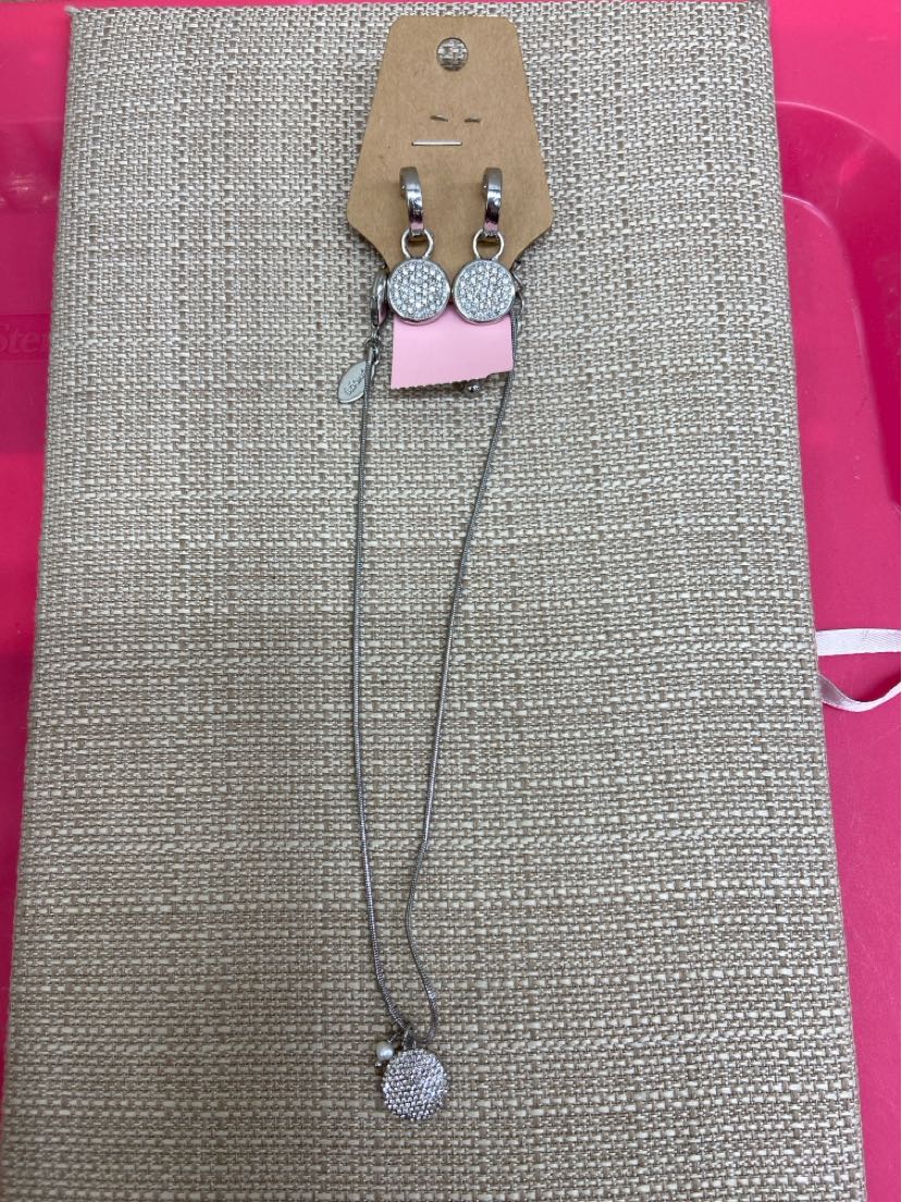 Chico's Silver Earrings & Necklace Jewelry Set