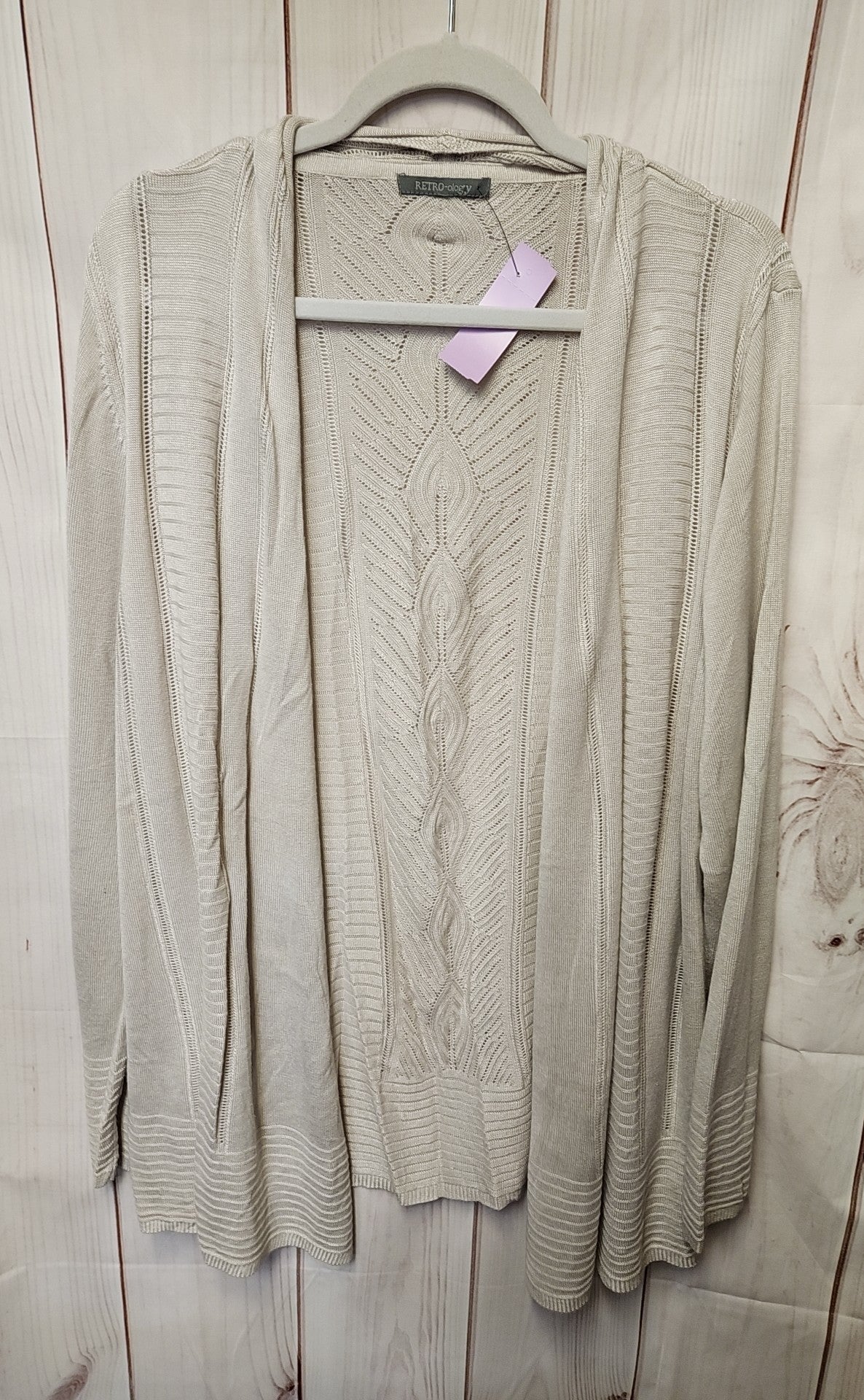 Retrology Women's Size XL Beige Cardigan
