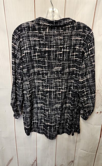 Jones New York Women's Size XL Black 3/4 Sleeve Top