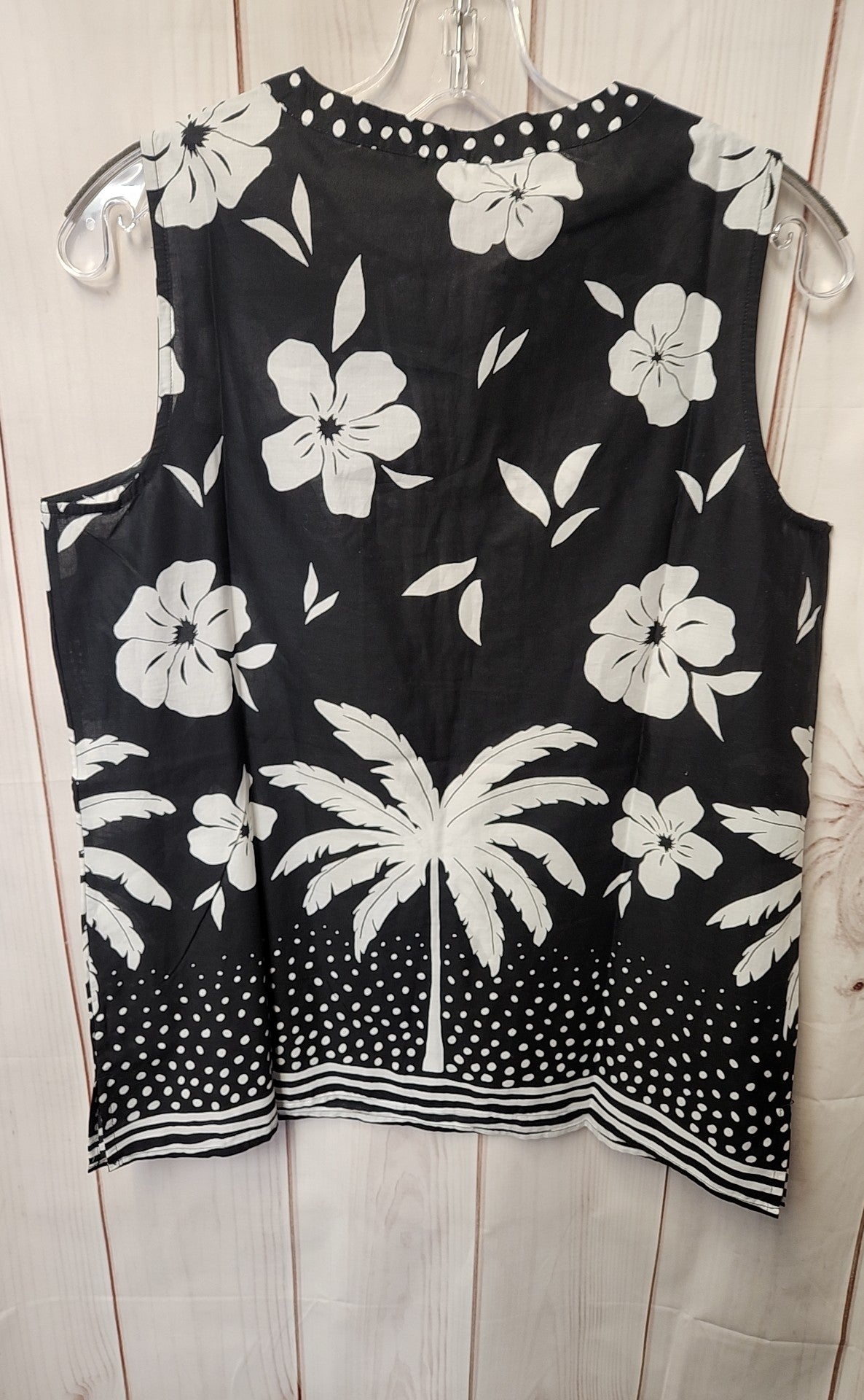 NWT Talbots Women's Size S Black Floral Sleeveless Top