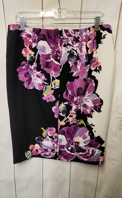 White House Black Market Women's Size 12 White & Black Floral Skirt