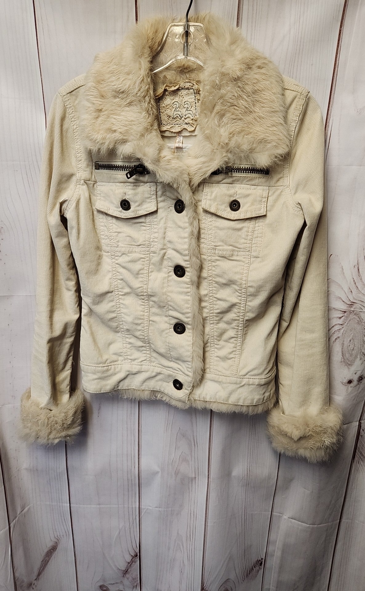 22 Women's Size S Cream Corduroy Jacket