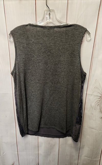 Pleione Women's Size L Gray Sequined Sleeveless Top