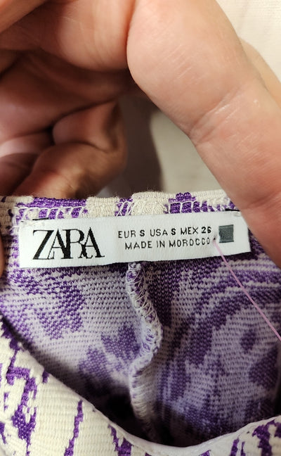 Zara Women's Size S White & Purple Dress