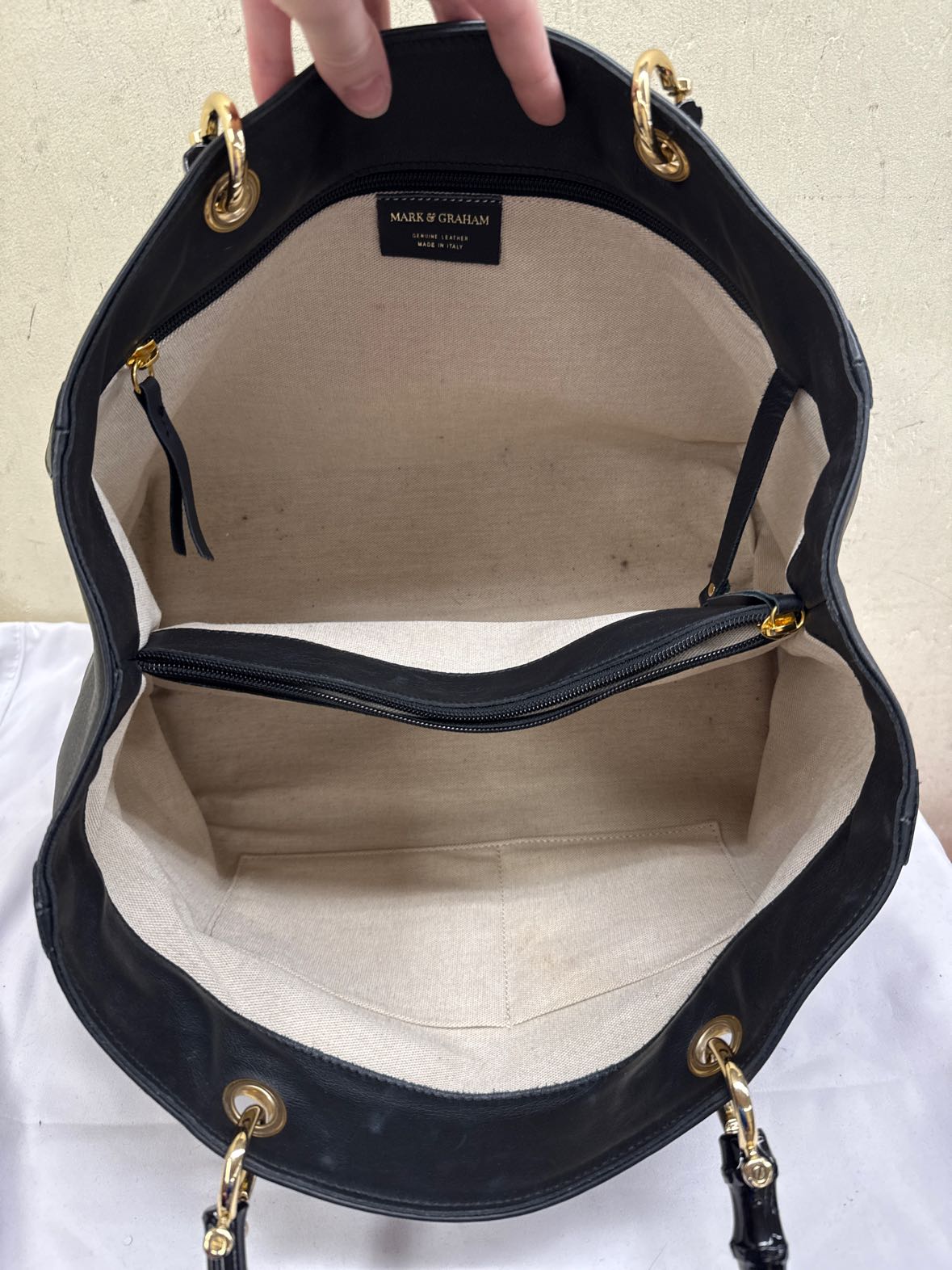 Mark & Graham Bamboo Elisabetta Slouch Black Purse Bag