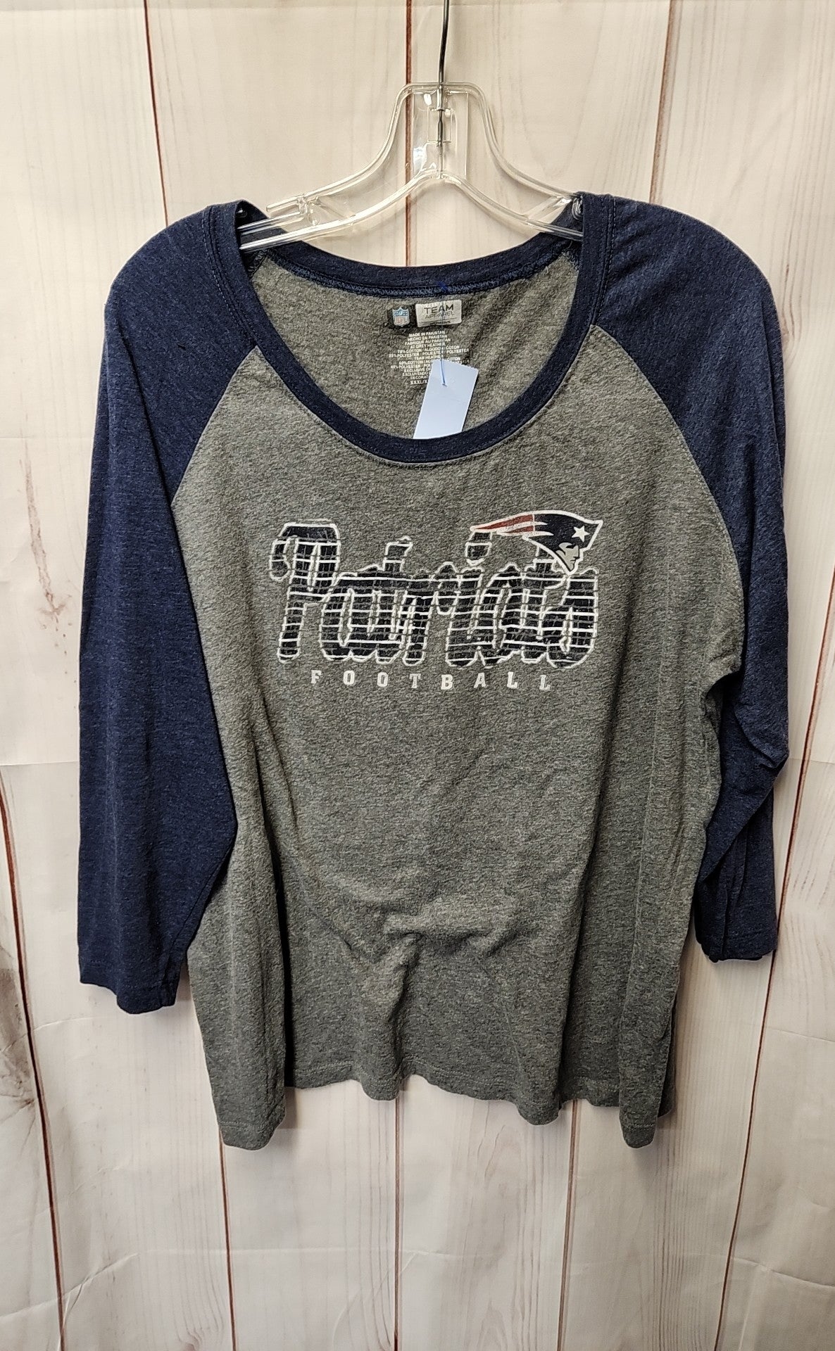 New England Patriots NFL Women's Size XXXL Gray 3/4 Sleeve Top