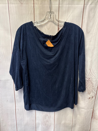 Made for Life Women's Size L Navy 3/4 Sleeve Top