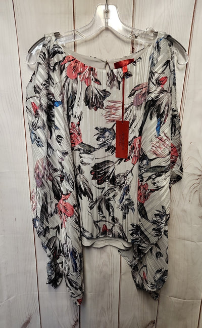 NWT Jessica Simpson Women's Size XL Gray Floral Cold Shoulder Top
