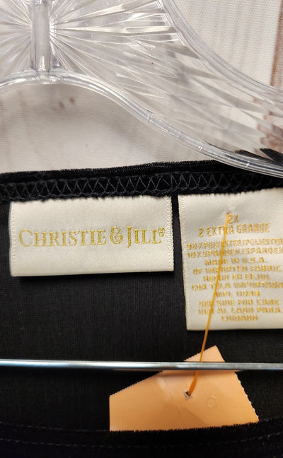 Christie & Jil Women's Size 2X Black Velour Skirt Set
