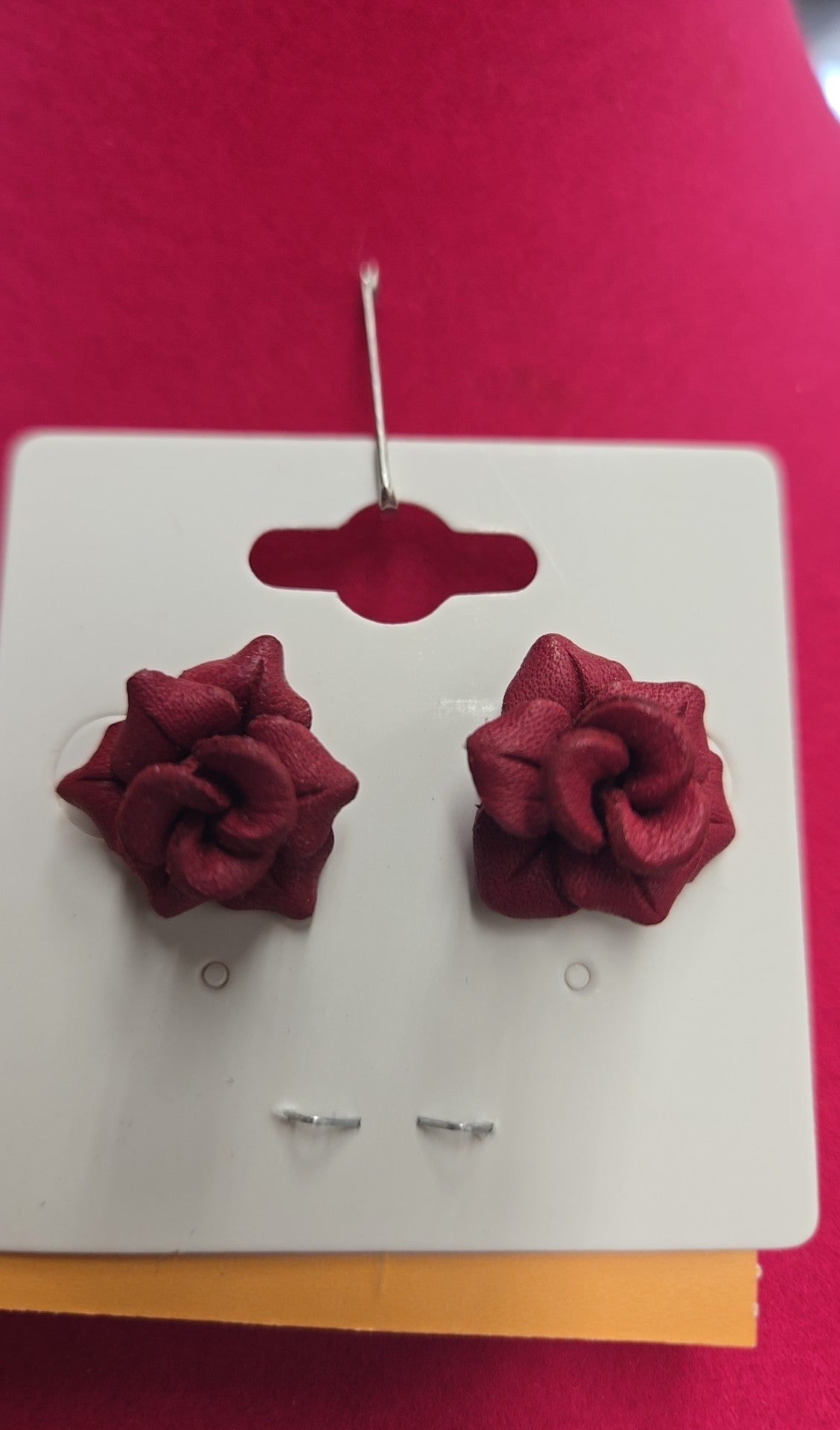 Red Flower Stud Earrings
