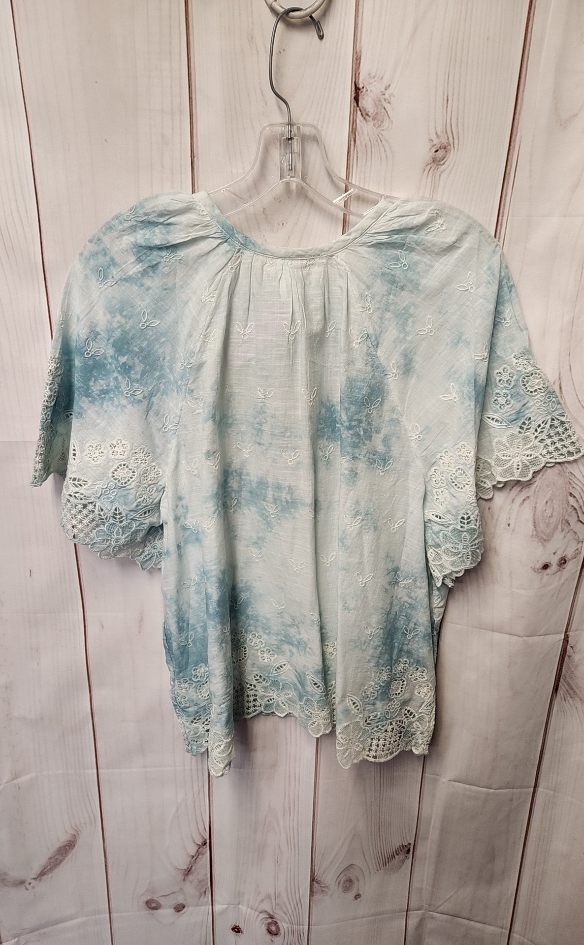 Anthropologie Women's Size L Blue Short Sleeve Top