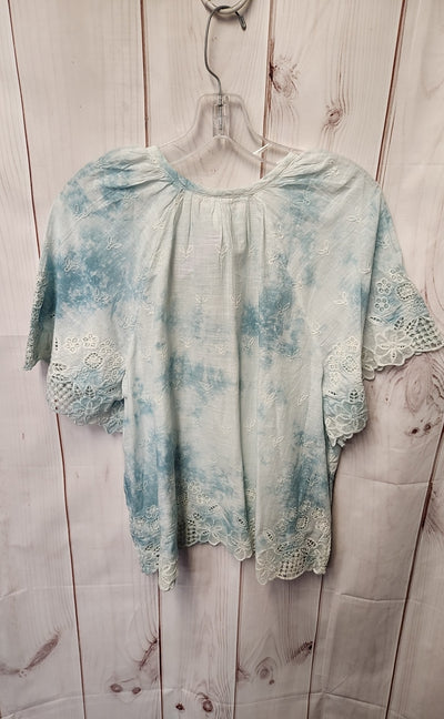 Anthropologie Women's Size L Blue Short Sleeve Top