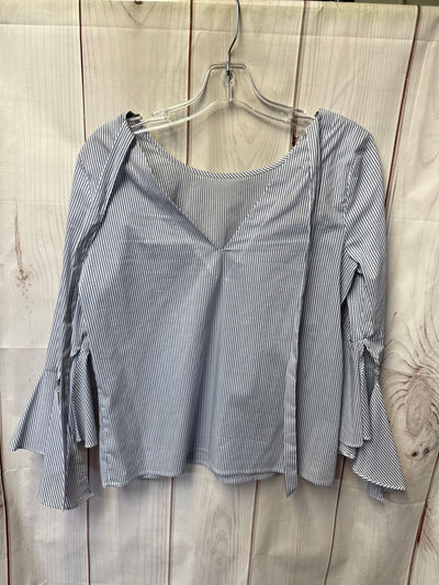 Iz Byer Women's Size S White & Blue 3/4 Sleeve Top