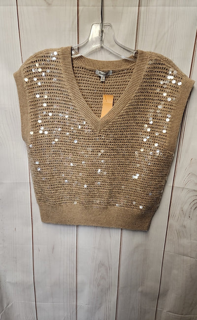Madewell Women's Size XS Tan Knit Sequined Sleeveless Top