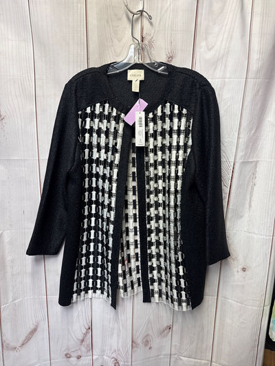 NWT Chico's Women's Size 2 = L Black & White Cardigan
