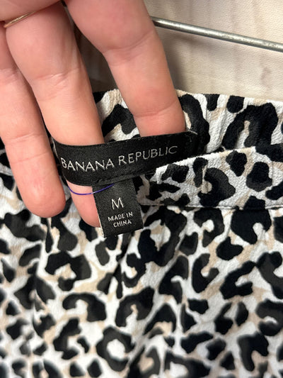 Banana Republic Women's Size M White & Black Animal Print Skirt