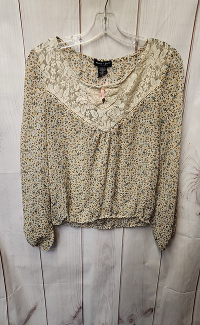 About a Girl Women's Size S Cream Floral Long Sleeve Top