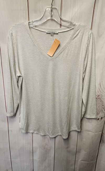 Green Envelope Women's Size S White & Gray 3/4 Sleeve Top