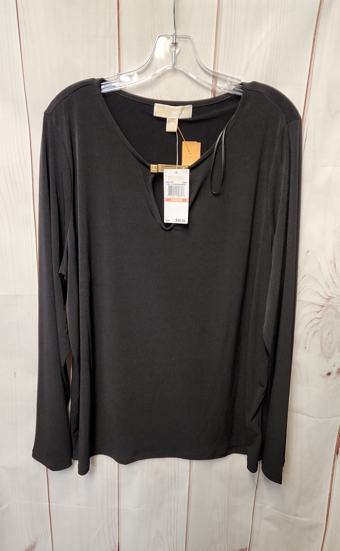 NWT Michael Kors Women's Size 2X Black Long Sleeve Top