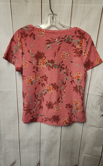 Croft & Barrow Women's Size S Petite Pink Floral Short Sleeve Top